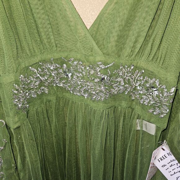 Free People Vintage Dreams Embellished Sequin Maxi Top Sheer Cover Up Dr… - Picture 8 of 9